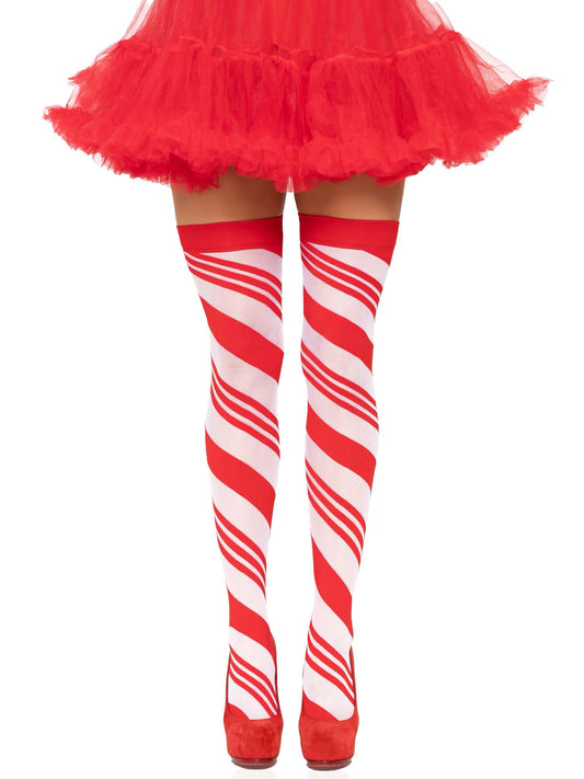 Candy Cane Striped Thigh Highs