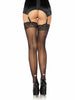 Sheer Lace Top Stockings with Rhinestone Backseam