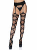 Faux Wrap Industrial Net Stockings with attached garter belt