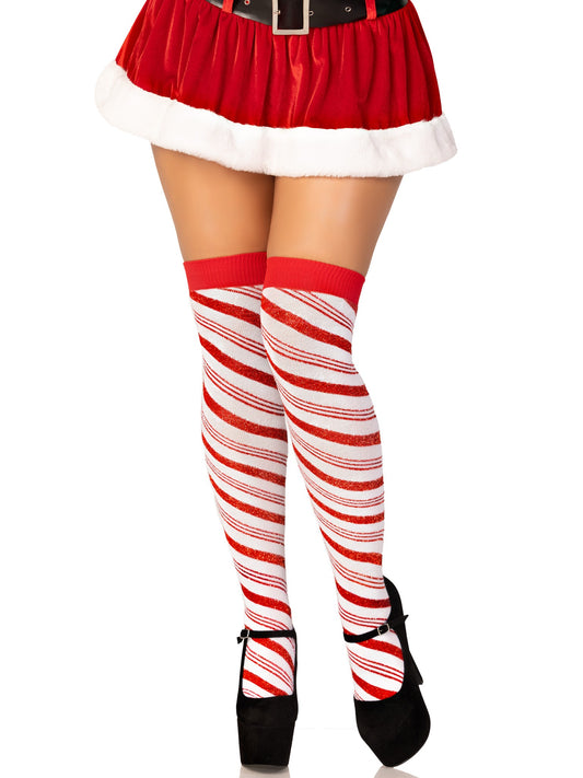 Striped Candy Cane Over The Knee Socks